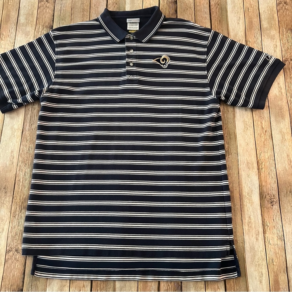 Vintage Reebok LA Rams short sleeve striped polo shirt | size Extra large